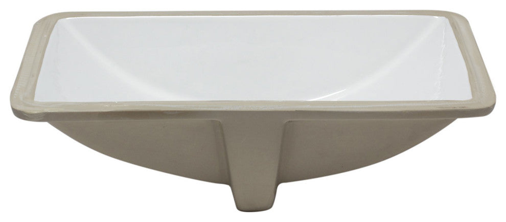 NP-U193902 Rectangular Undermount White Porcelain Sink, Overflow Drain Options, Chrome