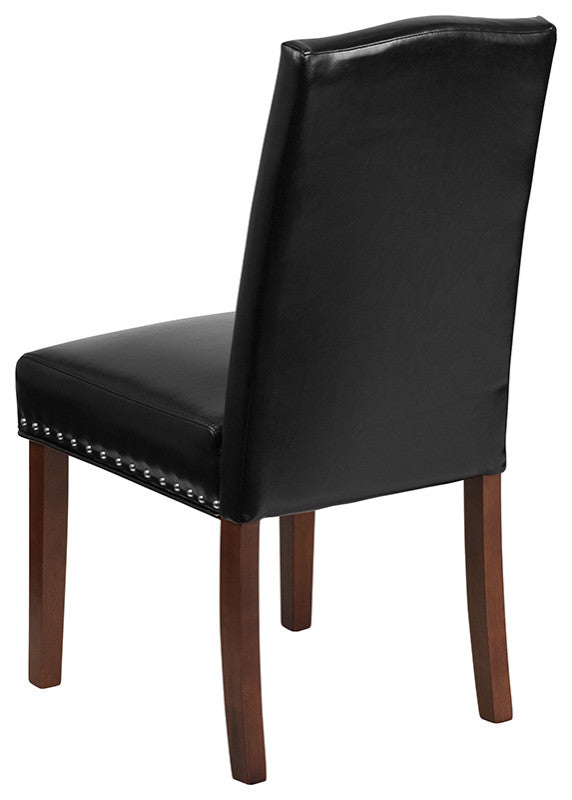 Black Leather Parsons Chair