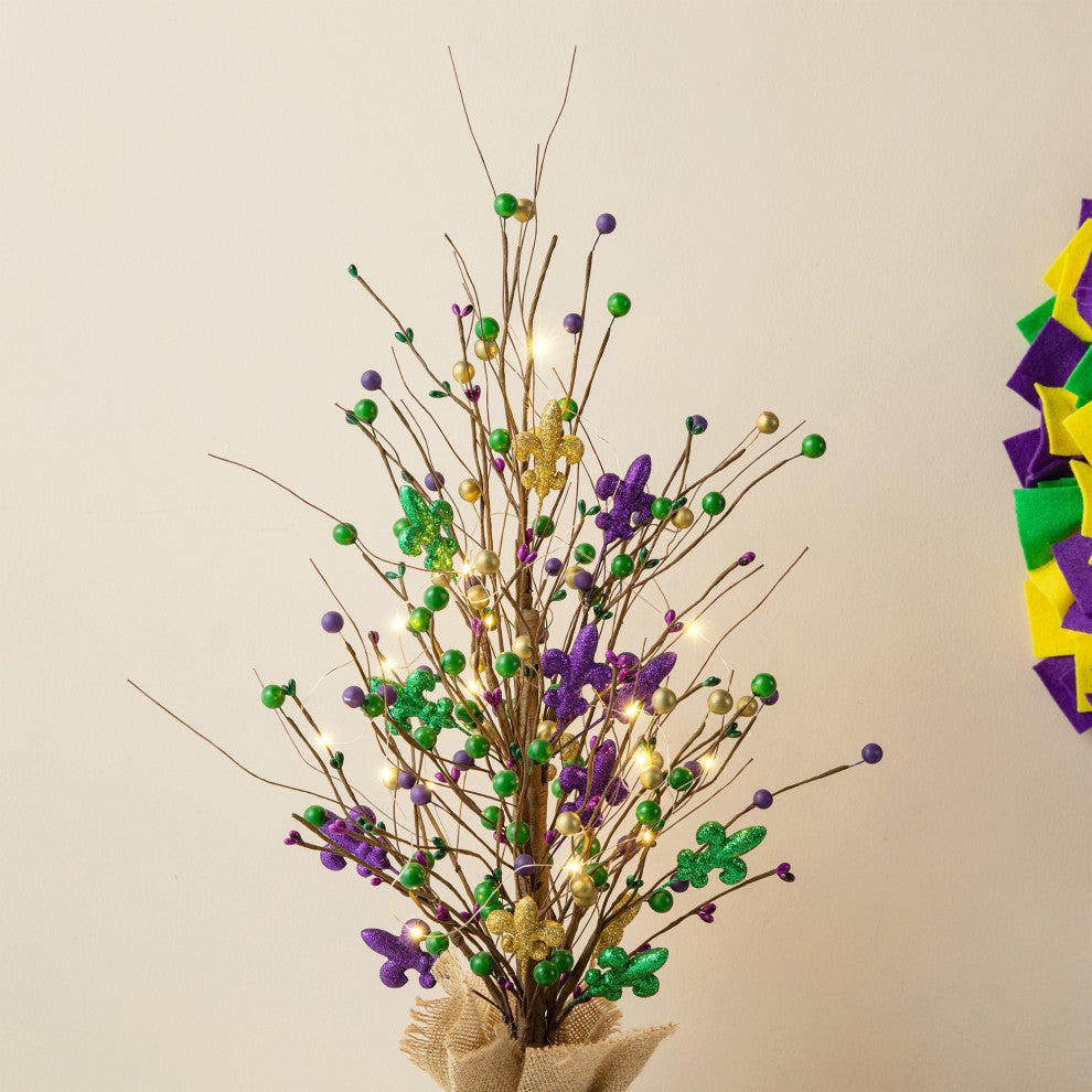 21"H Lighted Mardi Gras Table Tree