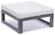 LeisureMod Chelsea Outdoor Black Ottomans With Cushions Set Of 2, Light Gray