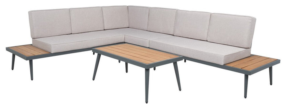 Safavieh Guthrie Corner Living Set, Natural / Light Grey