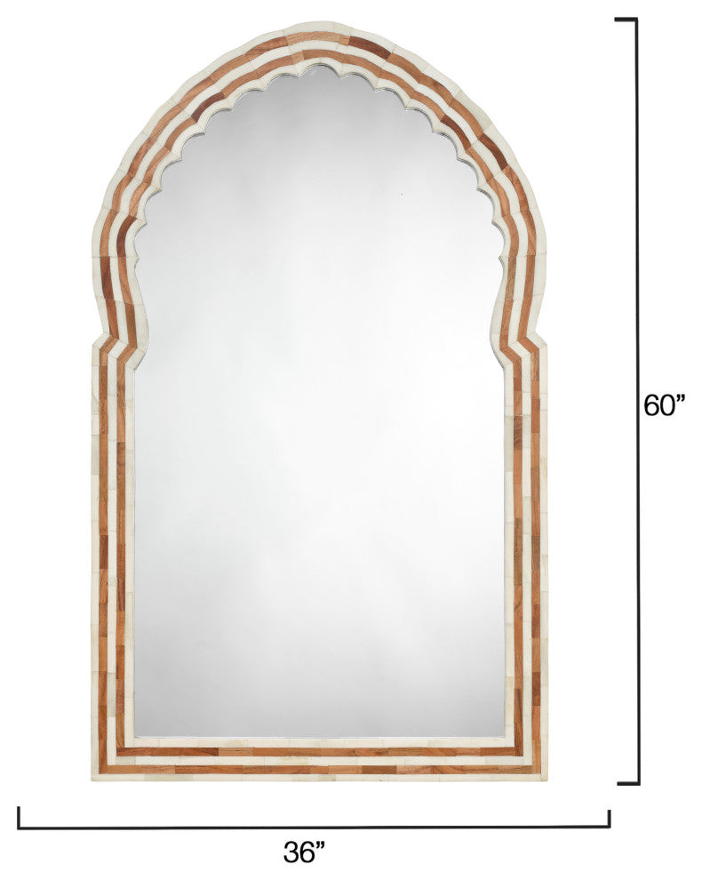 Bardot 60" Wood and Buffalo Bone Arch Wall Mirror
