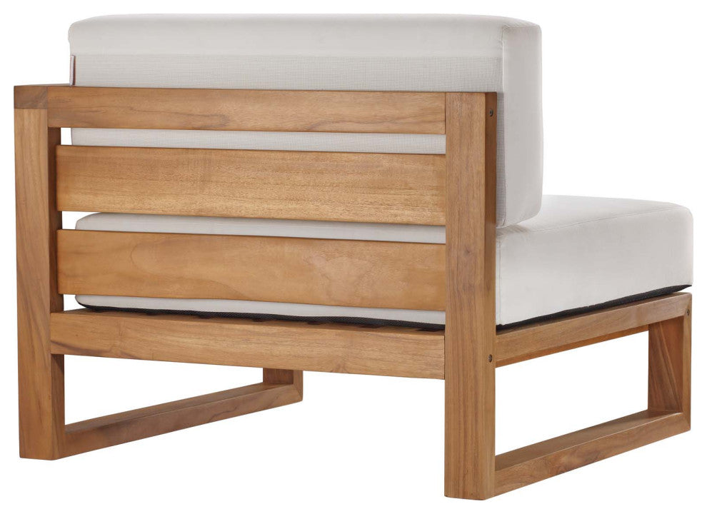Upland Outdoor Patio Teak Wood 4-Piece Sectional Sofa Set - Natural White