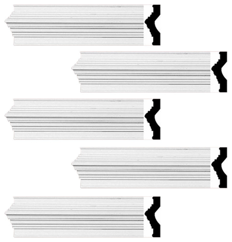 Crown Molding White Urethane Abbot Simple Design 5 Pieces Totaling 470" Length