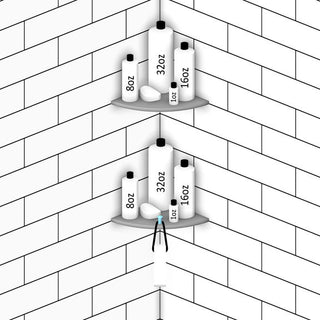 Boundless Shelving Solutions 9 inch Corner Shelf Ivory Bathroom Shower, No Hook