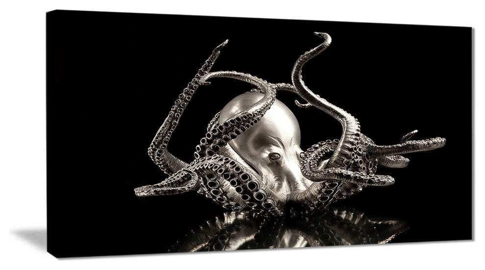 "Silver Octopus" Abstract Digital Art Canvas Print