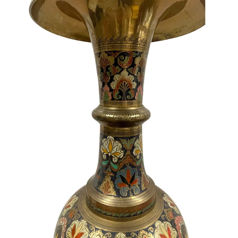 Consigned Early 20th Century Asian Bronze Polychrome Enameled Floor Vase