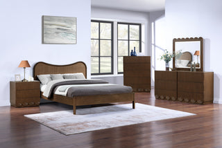 Scallop Oak Veneer Chest, Brown, Night Stand