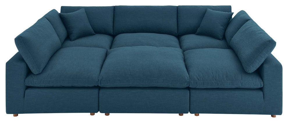 Commix Down Filled Overstuffed 6-Piece Sectional Sofa, Azure