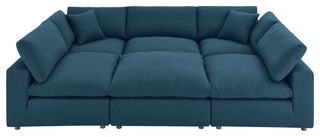 Commix Down Filled Overstuffed 6-Piece Sectional Sofa, Azure