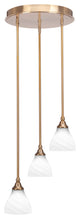 Empire 3-Light Cluster Pendalier, New Age Brass/White Marble