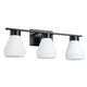 Copeland 3-Light Bath/Vanity Light, Matte Black Finish, White Glass Shade