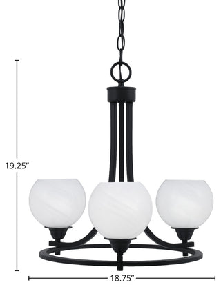 Paramount 3-Light Chandelier, Matte Black, 5.75" White Marble Glass