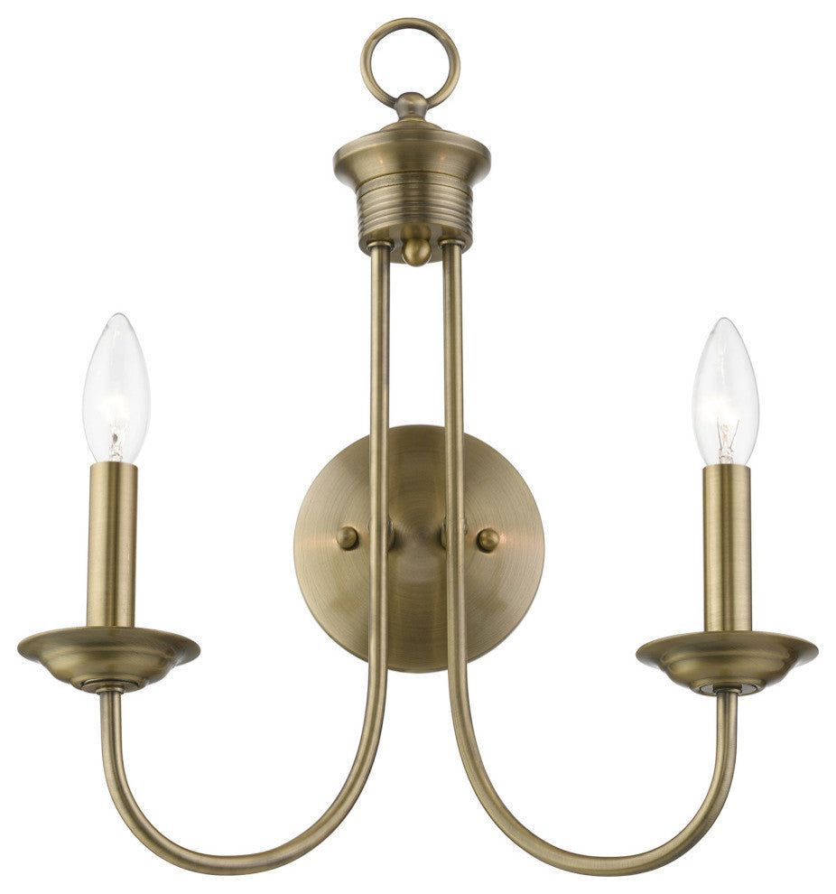 Estate 2 Light Antique Brass Double Sconce