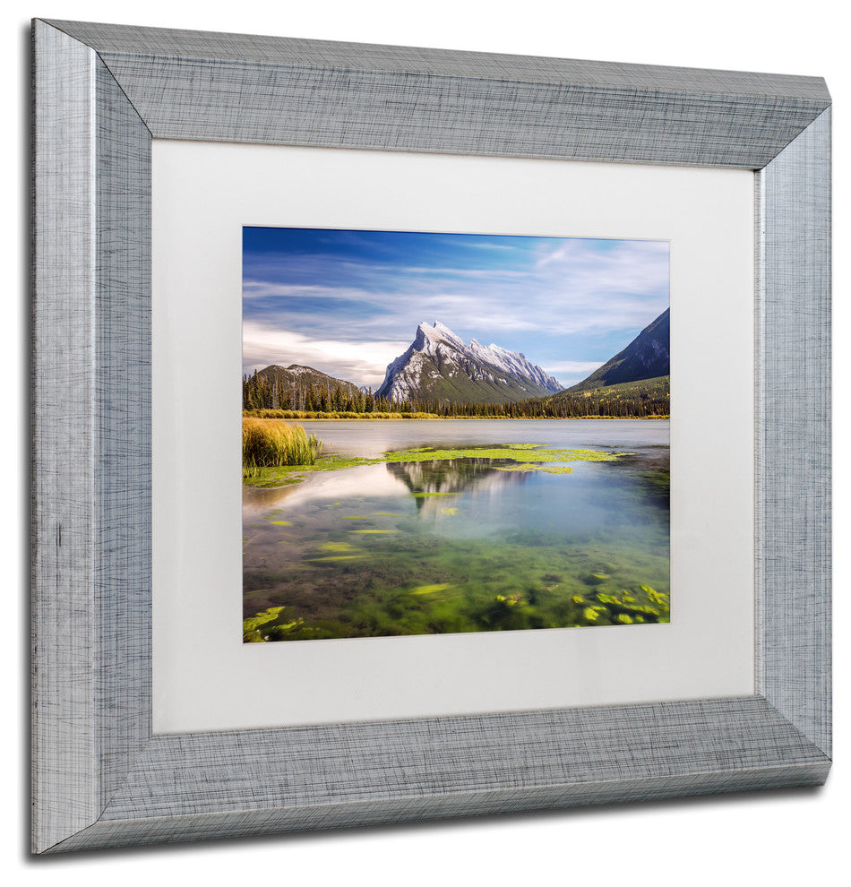 Pierre Leclerc 'Mount Rundle Banff' Matted Art, Silver Frame, White, 14x11