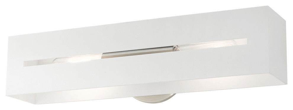 Textured White With Brushed Nickel Accents Urban, Industrial, Vanity Sconce