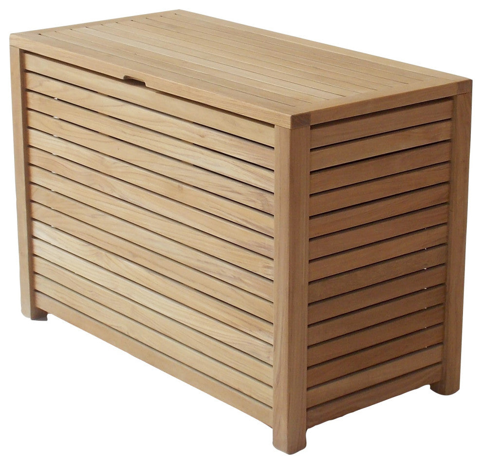 Teak Laundry Towel Box Hamper with 3 Sacks