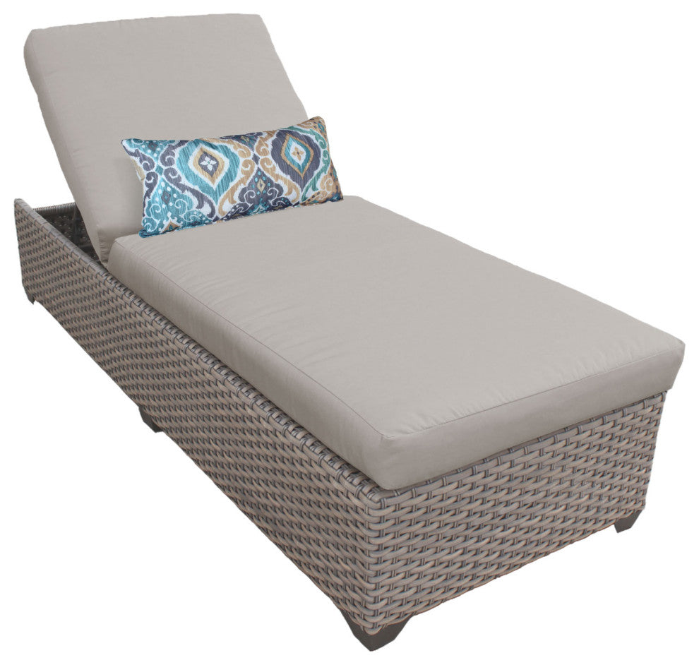 Monterey Chaise Outdoor Wicker Patio Furniture Beige