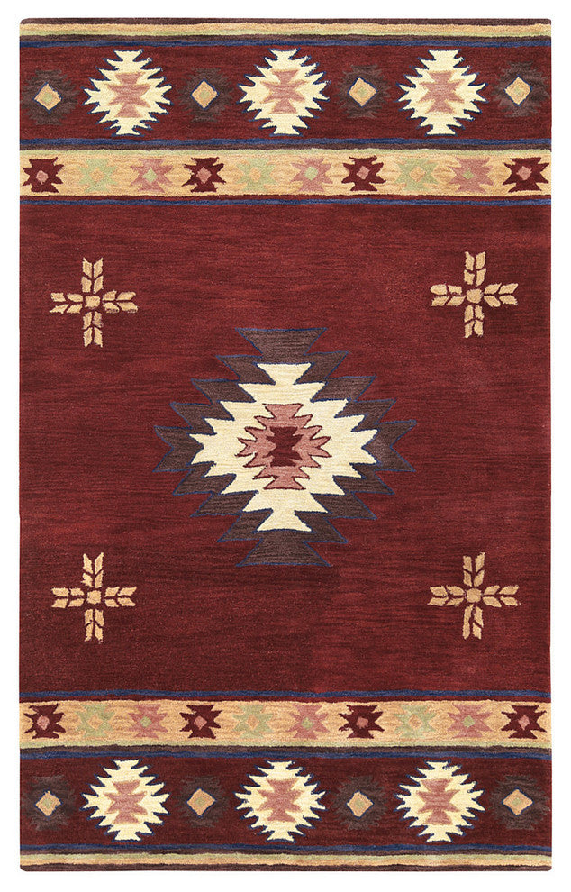 Southwest SU2009 Burgundy Southwest/Tribal Area Rug, Rectangular 3'x5'