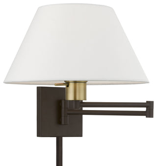 1 Light Bronze With Antique Brass Accent Swing Arm Wall Lamp