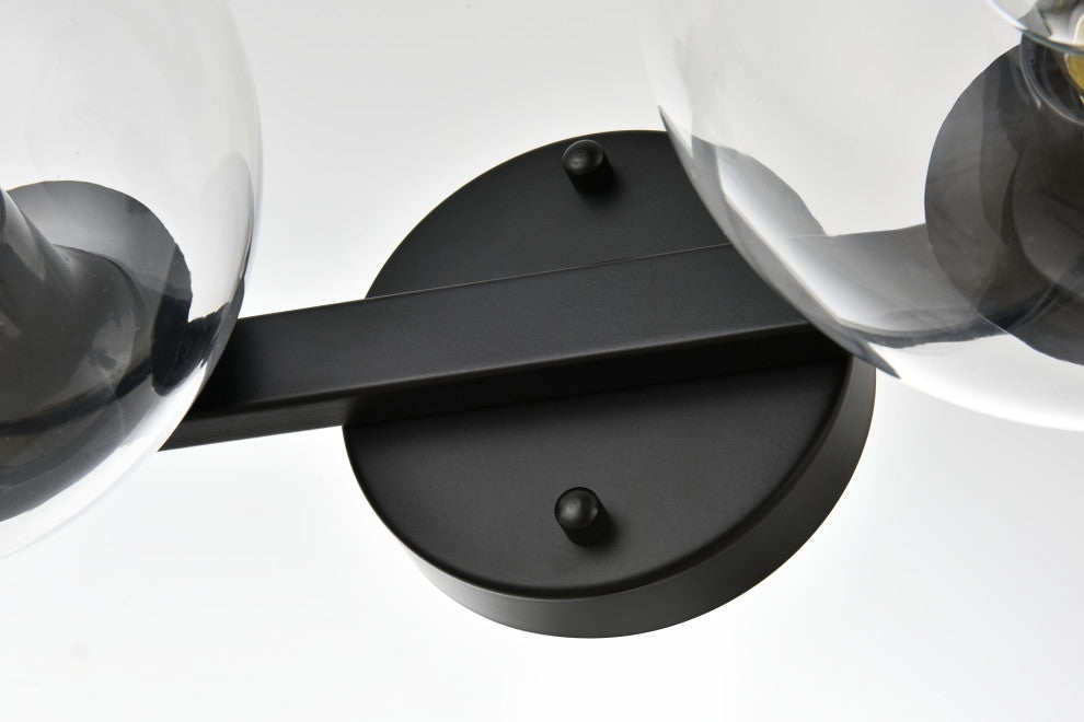 4 Light Black And Clear Bath Sconce