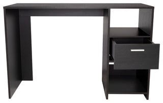 Arlington Computer Desk with Drawer, 2 Open Storage Shelves and Legs, Black