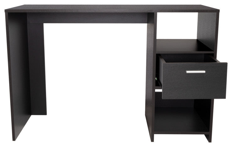 Arlington Computer Desk with Drawer, 2 Open Storage Shelves and Legs, Black