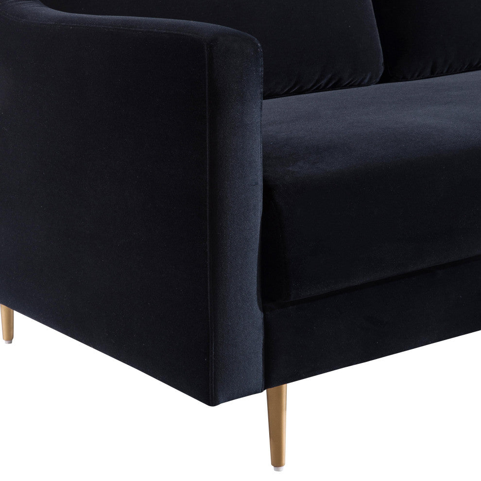 Milan Black Velvet Sofa - Black