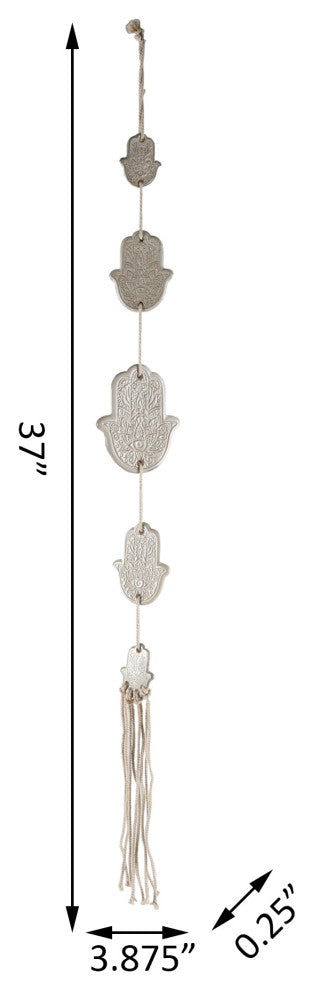 24"L Hamsa'S Hand Ceramic With Tassel