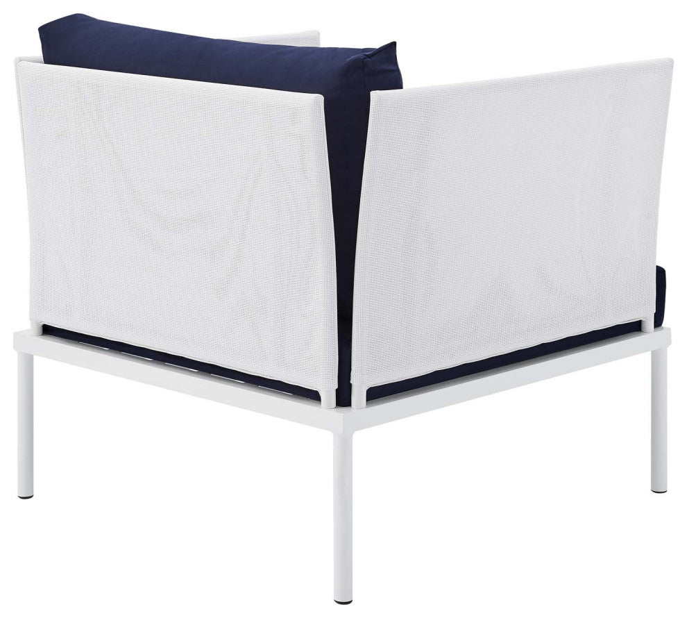 Harmony 10-Piece Sunbrella Outdoor Patio Aluminum Sectional Sofa Set, White Navy