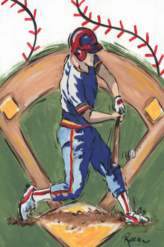 Marmont Hill, "Baseball Player" by Reesa Qualia Painting Wrapped Canvas, 16x24