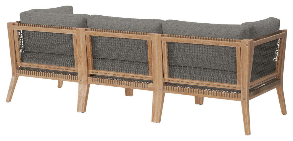Clearwater Outdoor Patio Teak Wood Sofa, Gray Graphite