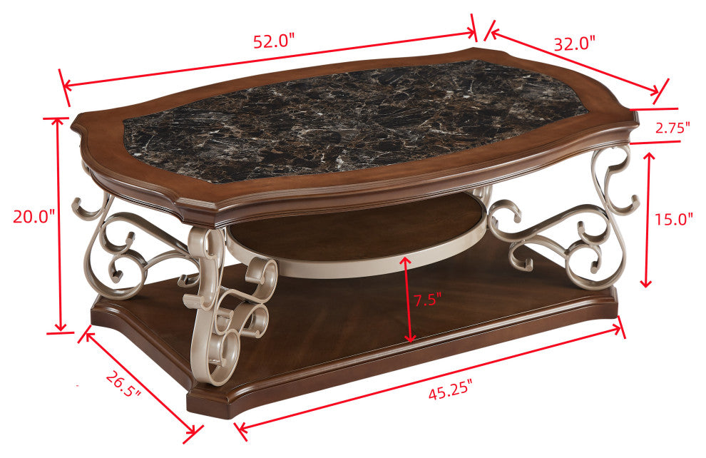 Gewnee Cocktail Table, marble paper top