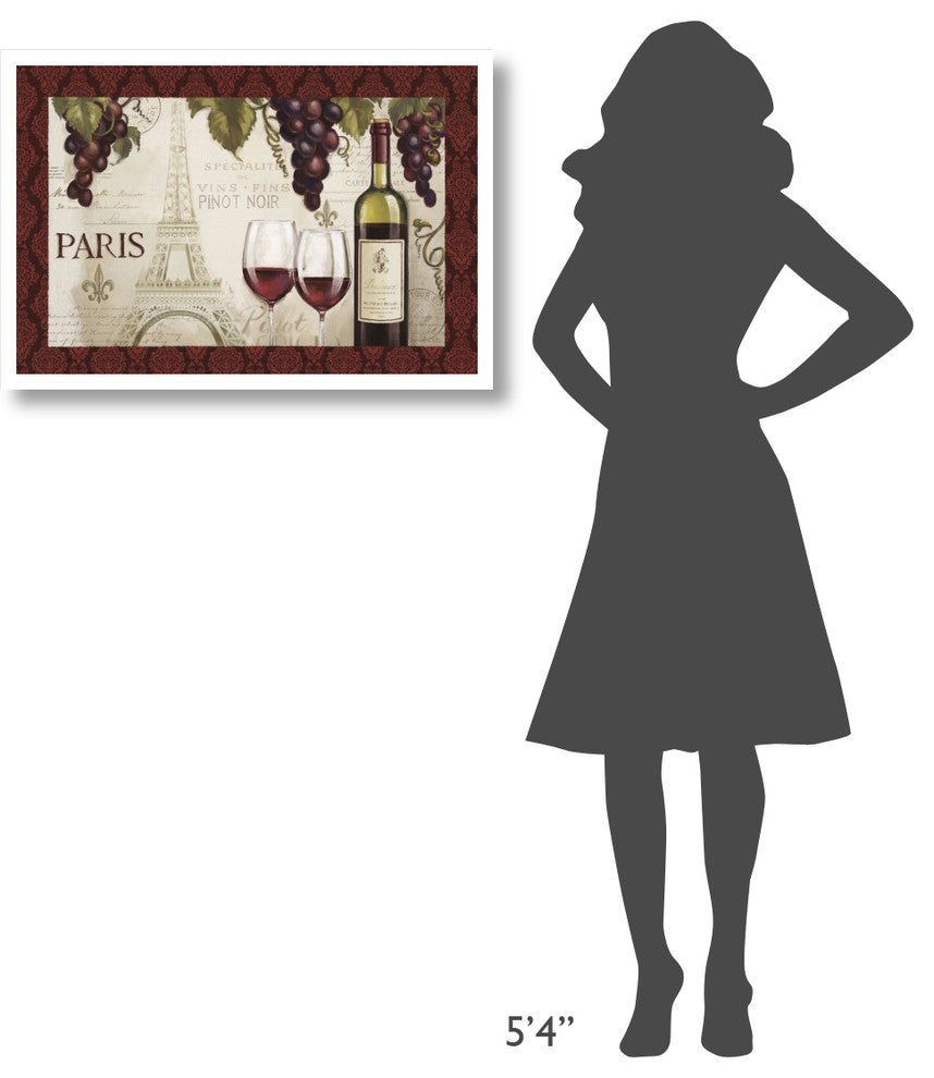 "Wine in Paris I Damask Border" Digital Paper Print by Janelle Penner, 32"x22"