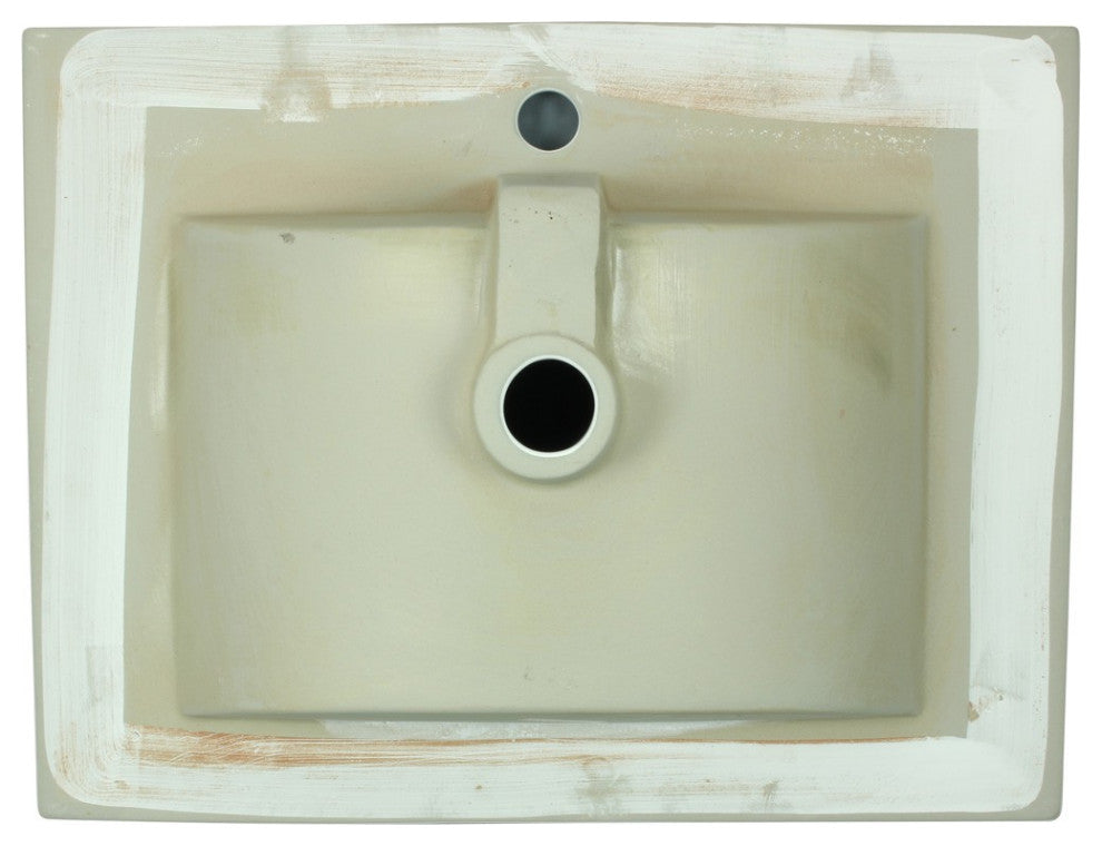Square Bathroom Drop-in Sink Self-Rimming 24" White Porcelain Set of 2