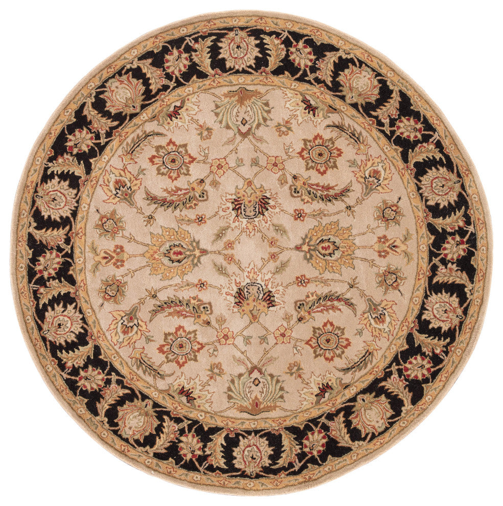 Jaipur Living Selene Handmade Floral Beige/Black Area Rug, 10' Round