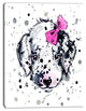 Funny Puppy with Pink Hair Band, Contemporary Animal Art Canvas, 28"x60"