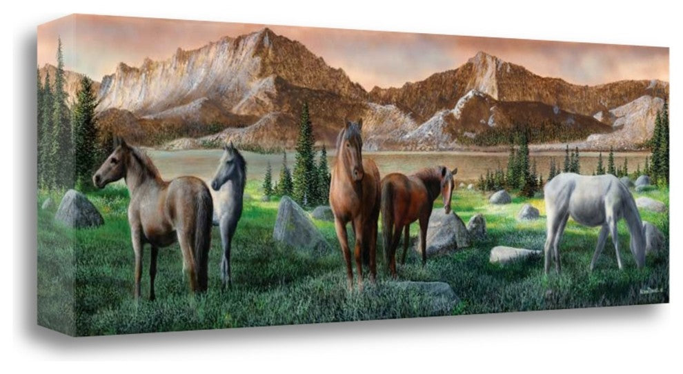 "Horses Still" By Kevin Daniel,Ready to Hang Giclee Print on Gallery Wrap Canvas