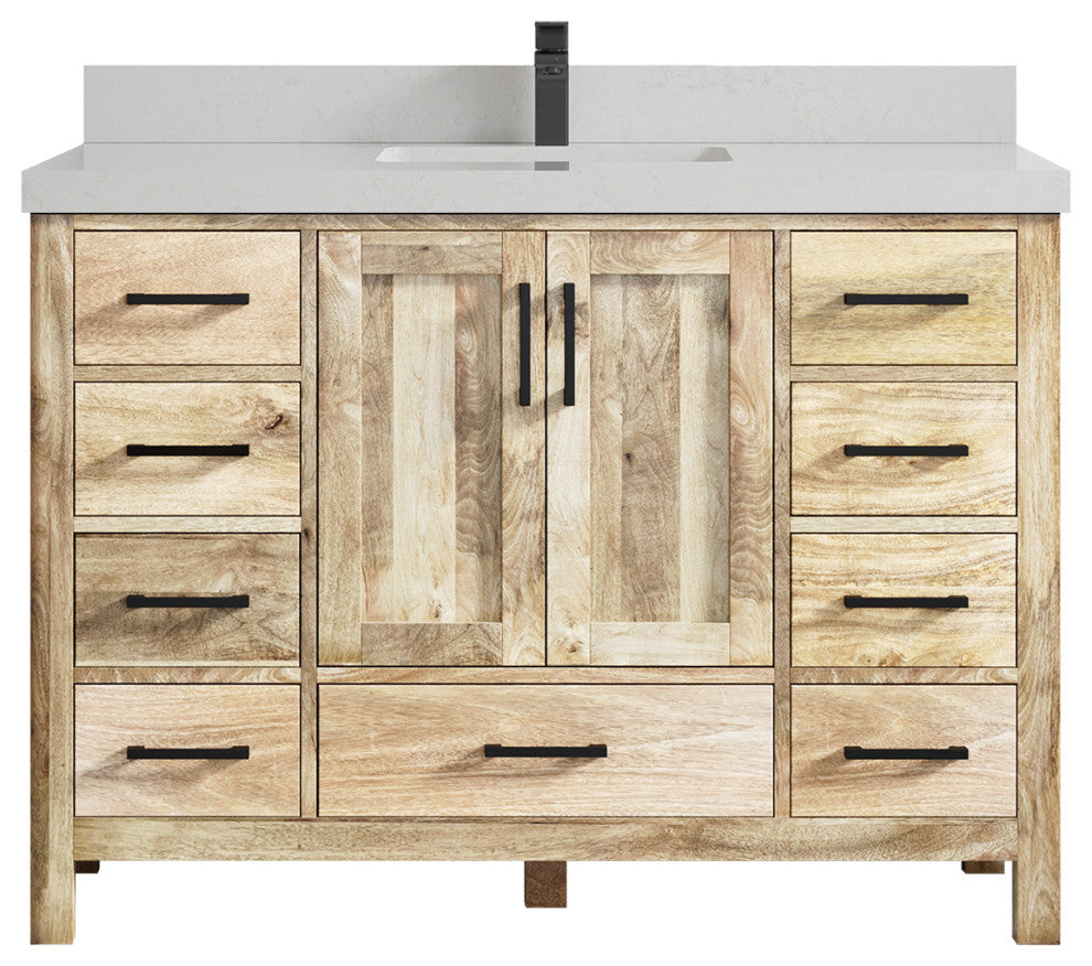 Malibu Mango 48 Single Sink Bath Vanity in White Washed 2" Carrara Quartz