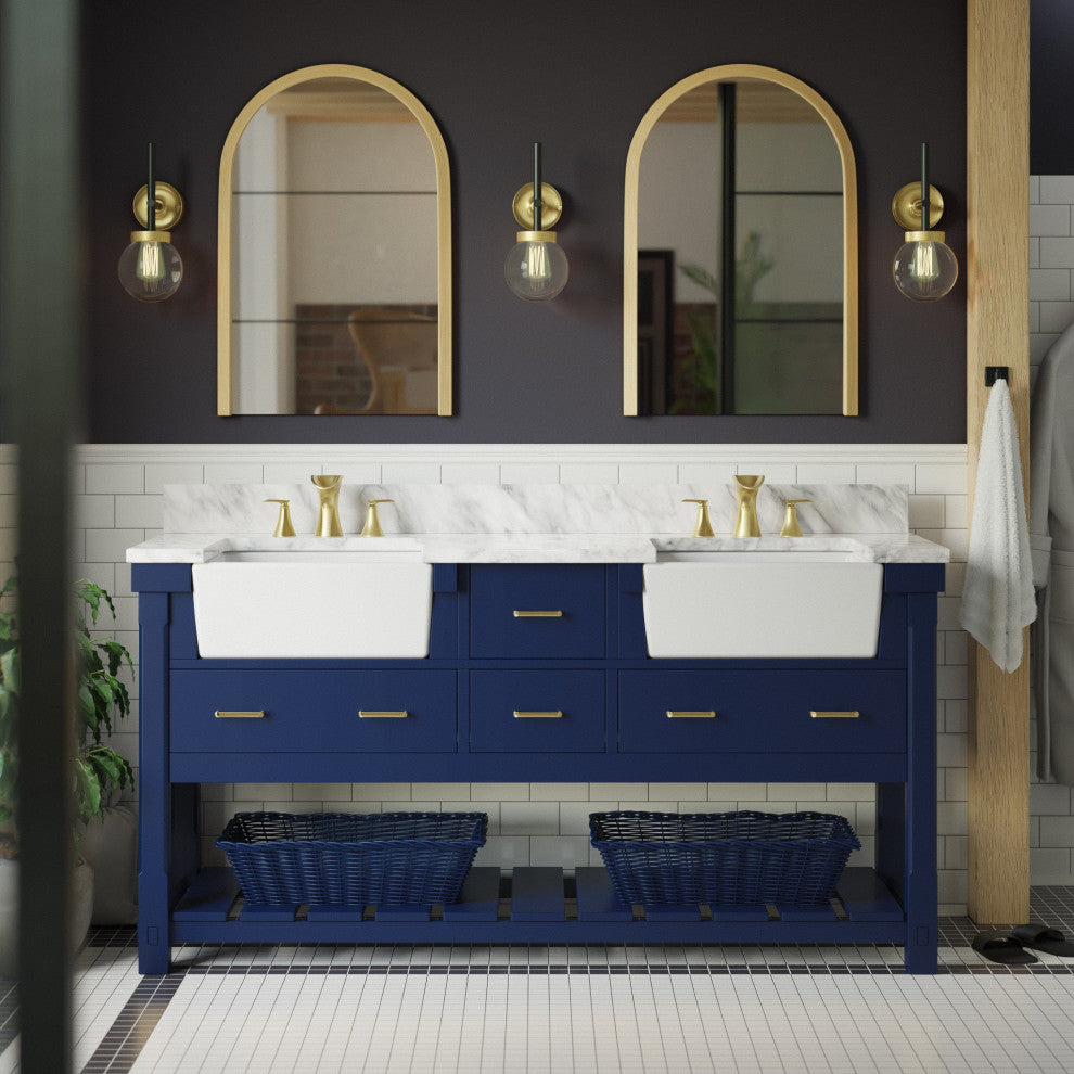 Charlotte 72" Bathroom Vanity, Royal Blue, Quartz