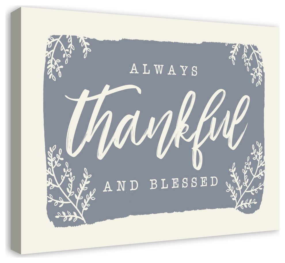 Always Thankful Blue Cream 2 24"x30" Canvas Wall Art