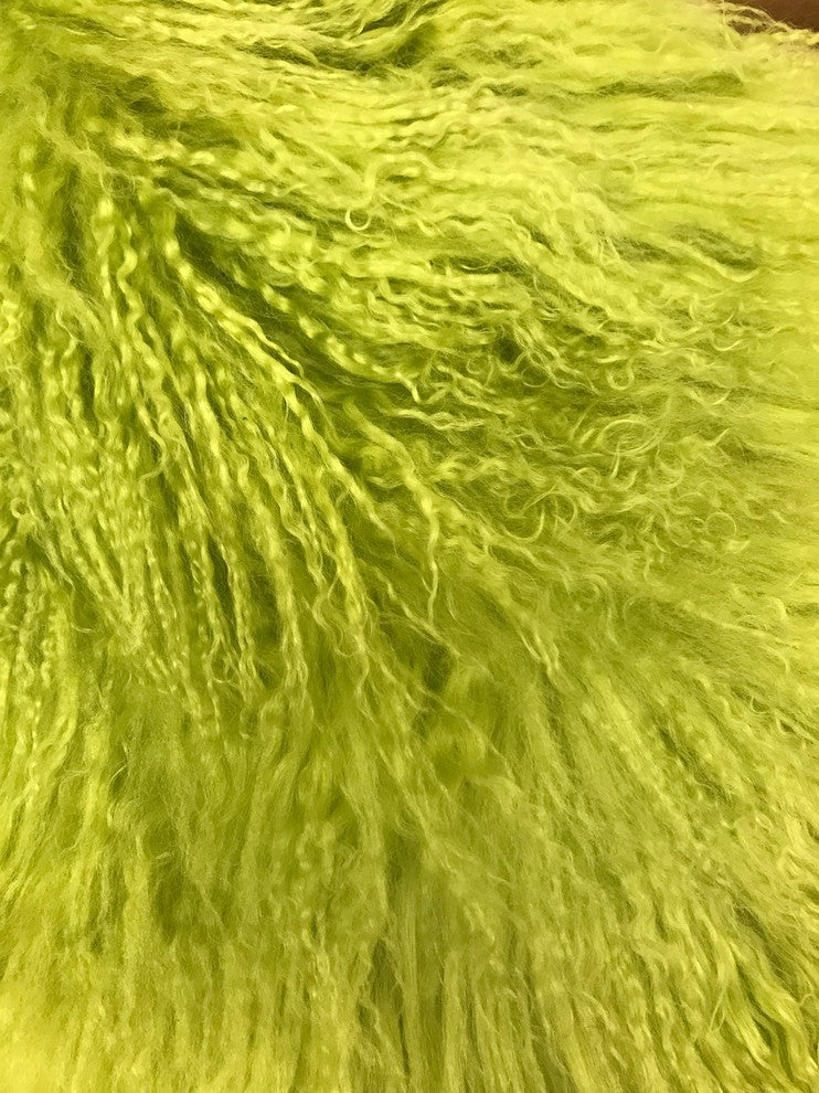Tibetan Lamb Pillow, Key Lime, 15"x25"