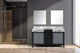 Zilara 60" Black and Grey Double Vanity, 28" Frameless Mirrors