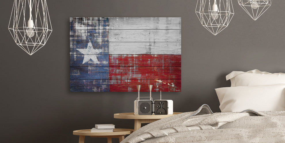 "Texas" Painting Print on White Wood, 36"x24"