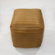 Poufs-Solid Handmade Goat Leather Pouf, Recycled Cotton Fill, Beige, 14x14x14 Square.