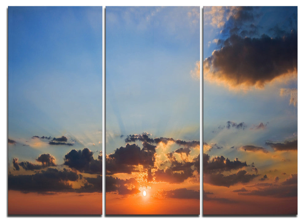 "Beautiful Cloudy Sunset Panorama" Metal Wall Art, 3 Panels, 36"x28"