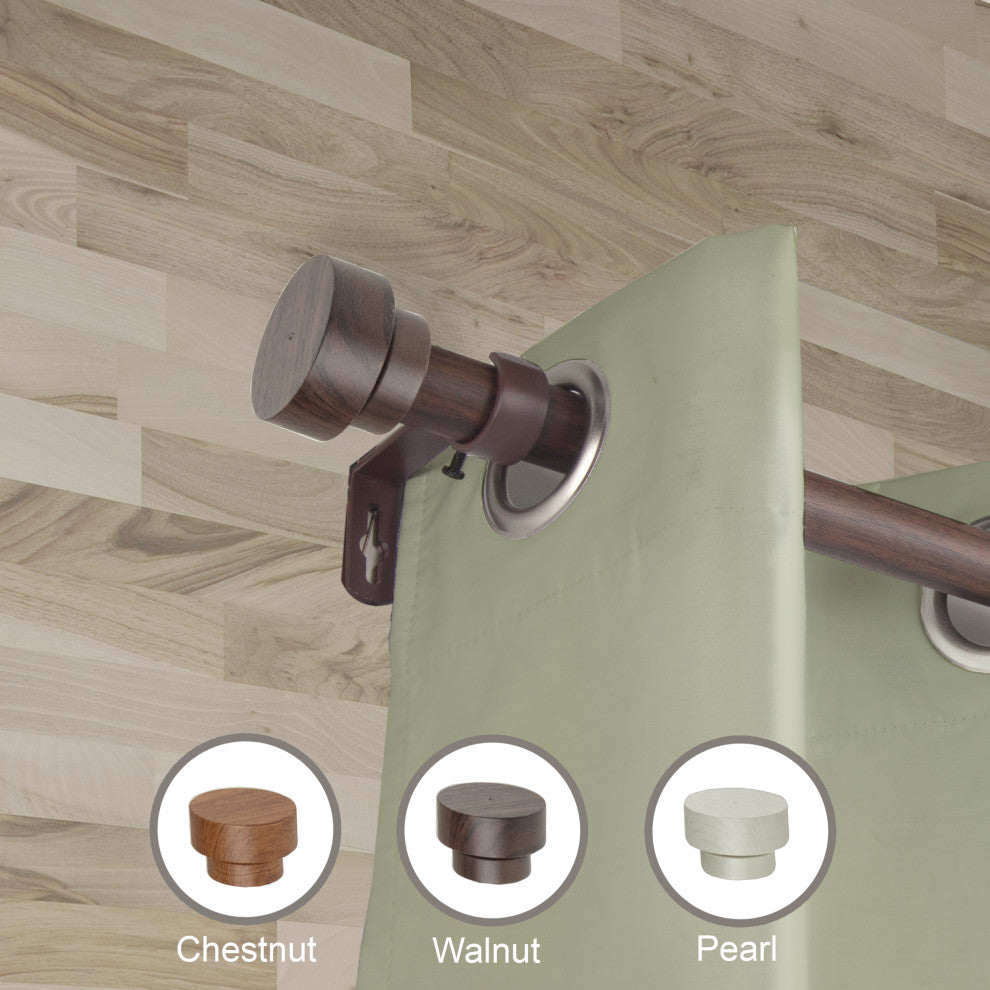 Callum 1" Diameter Curtain Rod, Dark Walnut, 66-120"