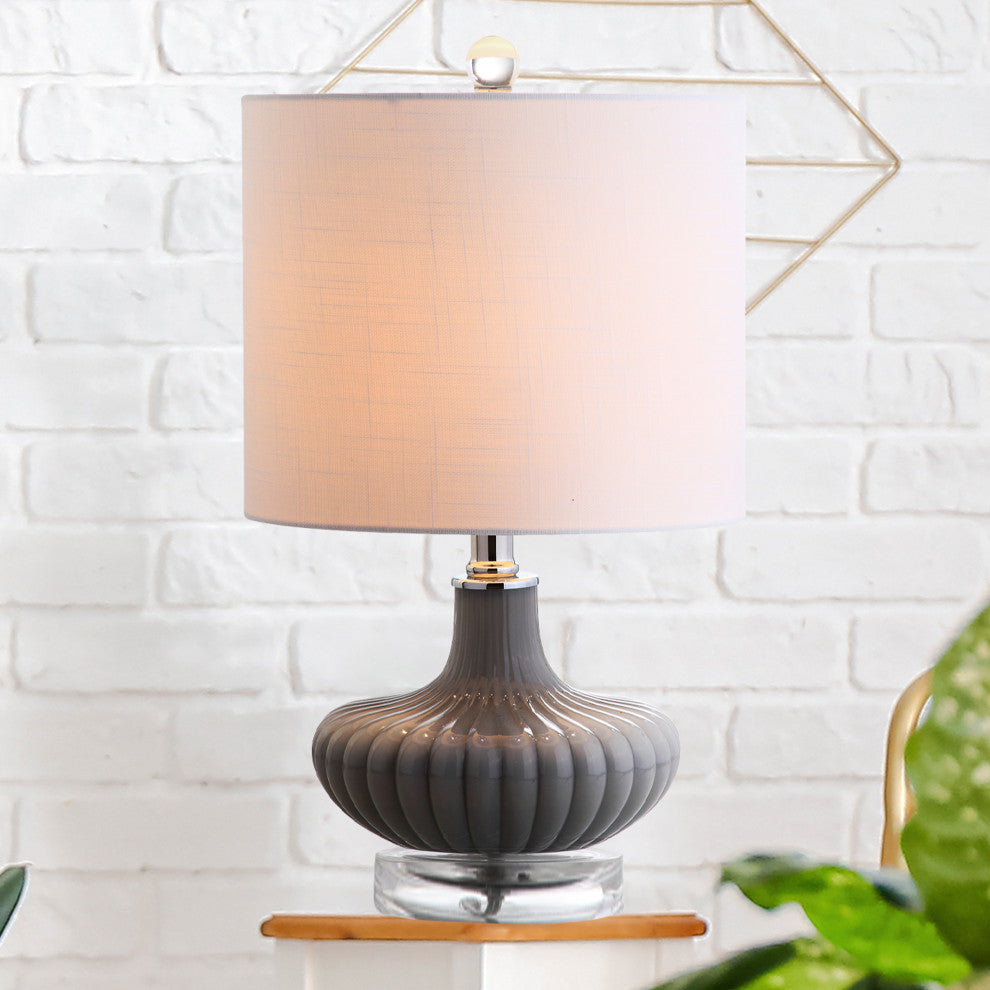 Kamille 18" Glass and Lucite Table Lamp, Gray