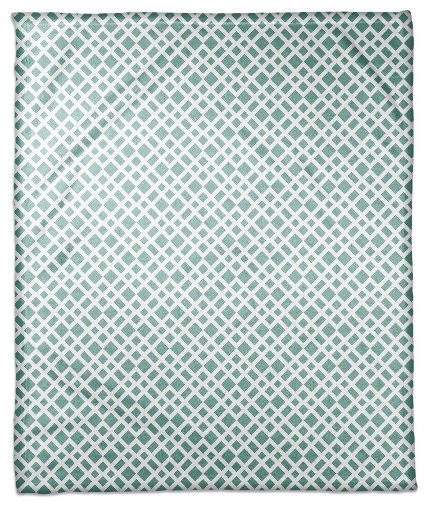 Teal Lattice Pattern Fleece Blanket