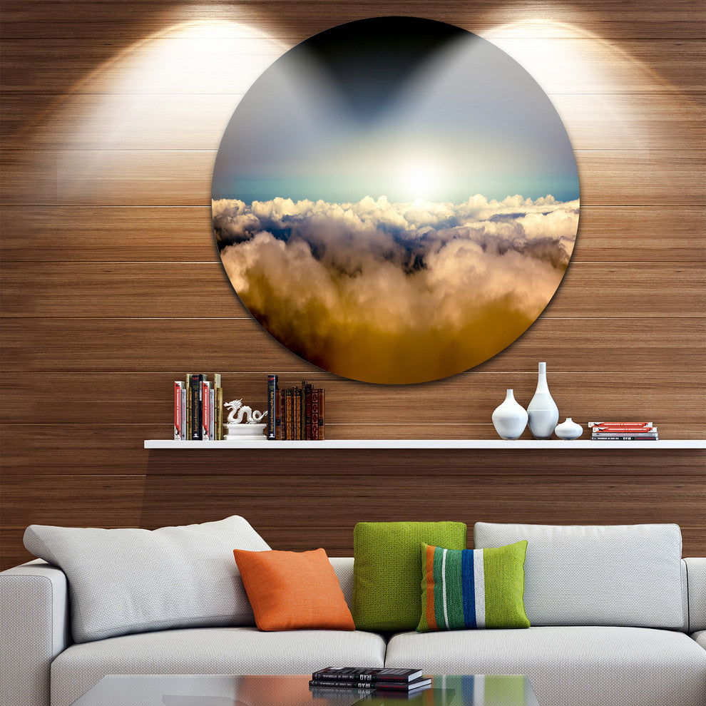 Gloomy Sky Above Clouds, Contemporary Landscape Round Wall Art, 11"